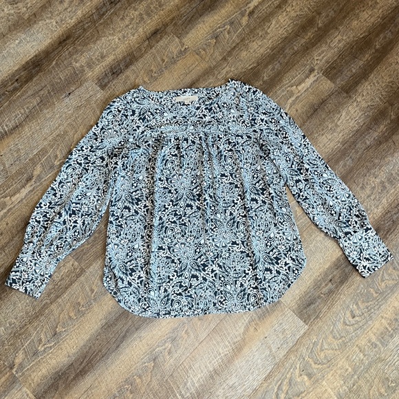 Loft Blouse Gray and Pink Blouse Size Medium - Picture 1 of 4